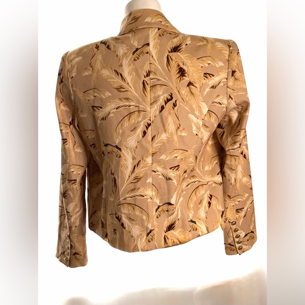 L’Agence Brooke Blazer Size 10 Neutral‎ Leaves Print Designer Statement Jacket - Picture 5 of 11